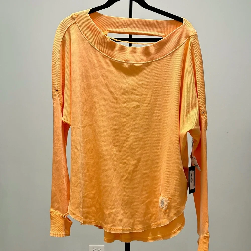 NWT Free People FP Movement – Simply Layer Open Back Top Electric Orange – Sz M